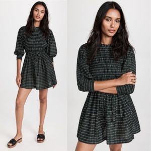 Apiece Apart Aldea Smocked Mini Black Green Stripes